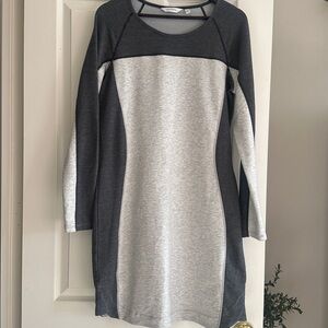 Athleta sweater dress. Light and dark grey. Large. Like new (never worn).